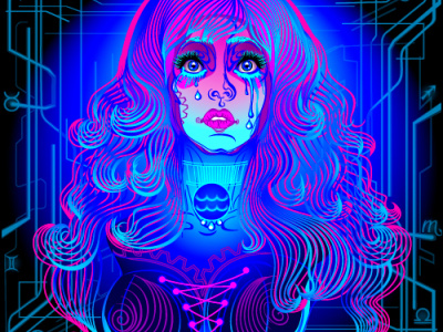 Zodiac Sign — Aquarius aquarius collection cyberpunk freelance illustration neon set sign vector zodiac