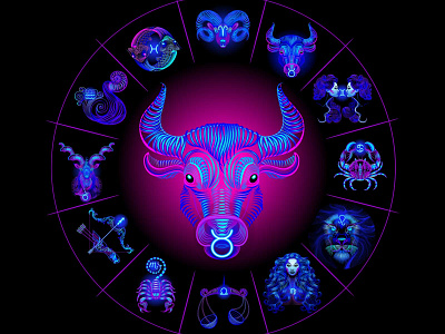 Zodiac Circle: Taurus collection freelance neon taurus vector zodiac