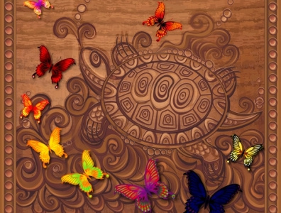 Wooden panel "Turtle" collection freelance illustration turtle vector wooden