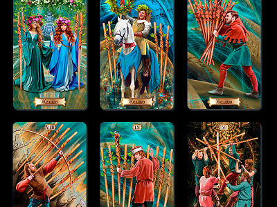 Minor Arcana - Wands cards collection freelance illustration tarot