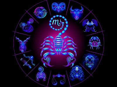 Zodiac Circle: Scorpio astrological circle neon scorpio vector zodiac