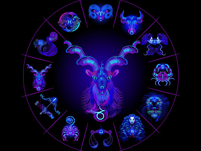 Zodiac Circle: Capricorn collection freelance neon sagittarius sign vector zodiac
