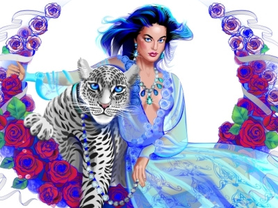Girl and cat cat freelance girl illustration snow leopard vector