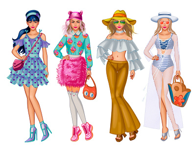 Doll clothes and accessories clothes doll freelance game vector