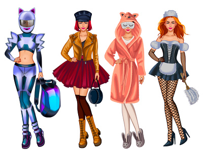 Doll clothes and accessories accessories clothes collection freelance game girl vector