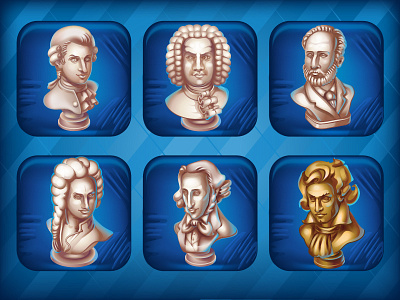 Busts of great composers bust collection freelance great composers icon vector