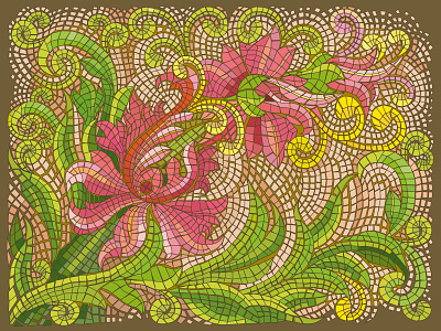 Abstract flower mosaic freelance shine vector