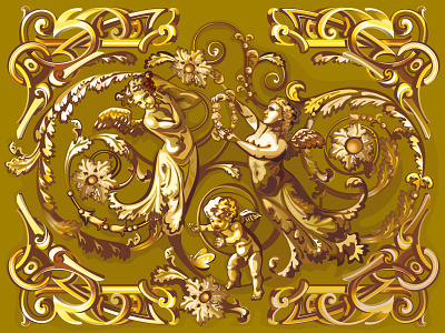Angels in style of a baroque religion