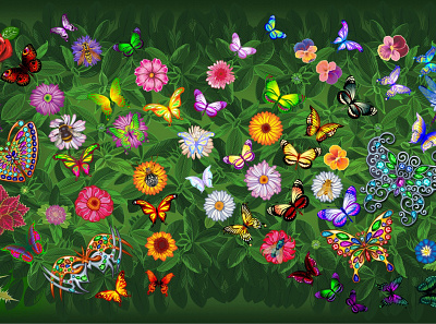 Butterflies and flowers butterflies collection flowers freelance game vector