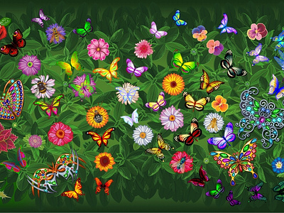 Butterflies and flowers