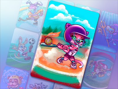 Softball Coach Card cartoon collection freelance illustration vector