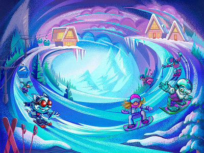 Characters of trainers for children. Winter sports. characters collection freelance illustration mountain ski resort sport vector winter