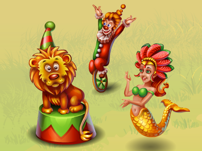 Objects for flash game "Fishdom". Location "Carnival" carnival flash game location