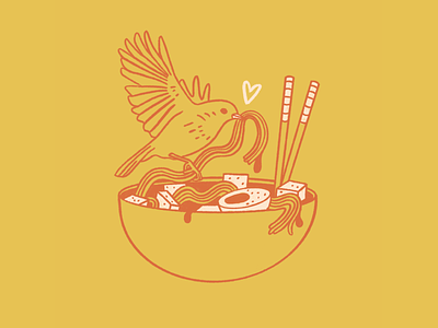 Love At First Flight bird boston boston illustrator chandoodles design designer doodle flight illustration illustrator love noodle doodle noodles ramen ramen noodles robin