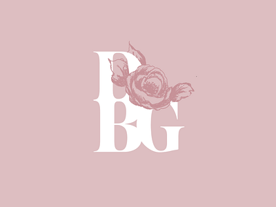 DBG Monogram branding design floral illustration logo mark pink type wip