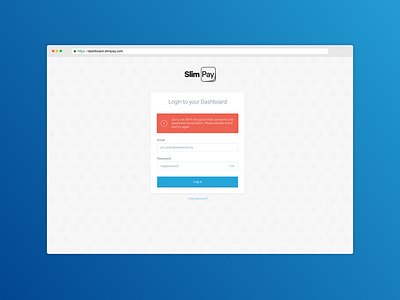 SlimPay Dashboard - Log in