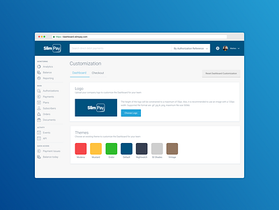 SlimPay Dashboard - Customization app b2b blue customization dashboard fintech theme theming ui ux