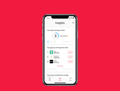 house of gigs - Insights app b2c earnings gigs insights ios streak