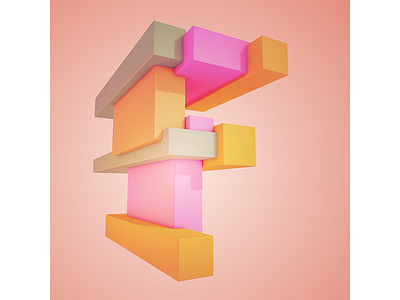 36 Days of Type - F 36 days of type 3d 3d typography cubism f modeling type