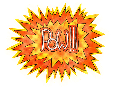 Comic Book Sound Effect POW! comic book digital four color freehand icon lettering newsprint painting pow procreate sound effects starburst