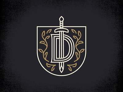 D Shield v3 d logo monogram shield sword vines