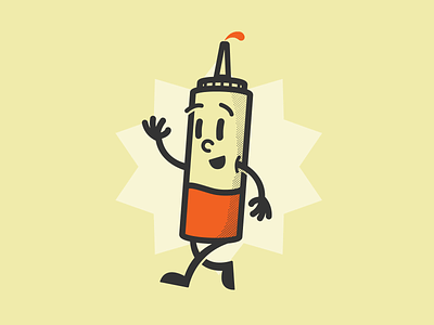 Mr Saucy bottle character food truck illustration mascot sauce