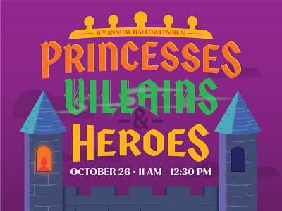 Princess Run castle disney halloween hero illustration princess villain