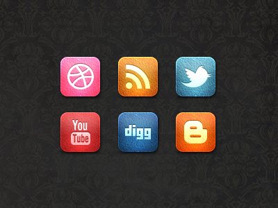 Leather Social Media Icon Set