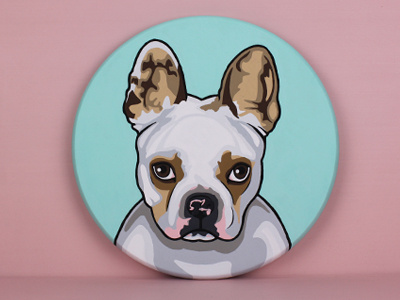 French Bulldog "Duchess" painting blue brown dog french bulldog gift hand painted painting pink tan