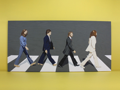 The Beatles Abbey Road Painting abbey road beatles gift grey hand painted wood xmas yellow