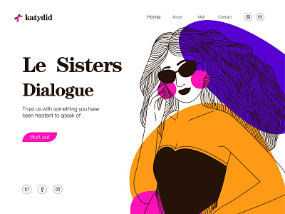 Katedid Web conceptual design I brand branding fashion web design female logo illustration lady logo web design