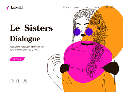 Katedid Web conceptual design III brand branding character female illustration lady pattern web design