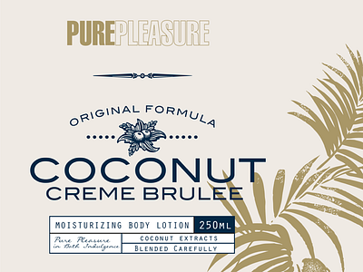 Pure Pleasure Label Design I artwork bath body brand brown coconut grey label pattern shower