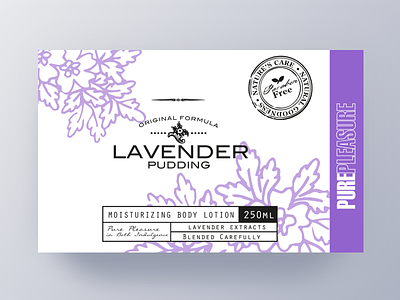 Pure Pleasure Label Design III artwork bath body brand fragrant label lavender package pattern purple shower
