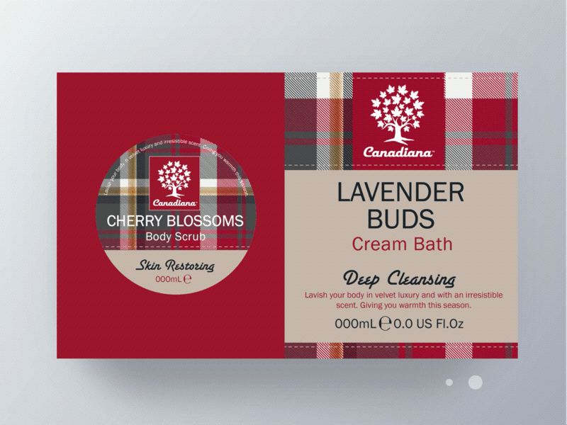 Christmas in Canada bath brand christmas label logo package product red retro shower