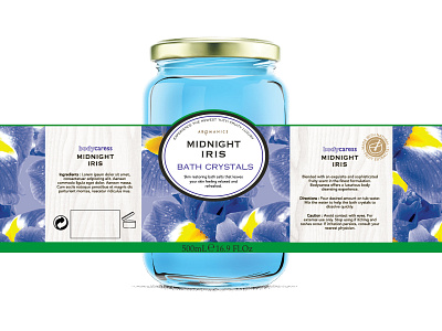 Option II Midnight Iris bath blue brand floral flower iris label package