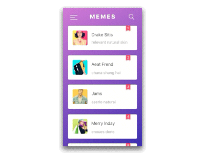 Memes Animation animation app design minimalist ui