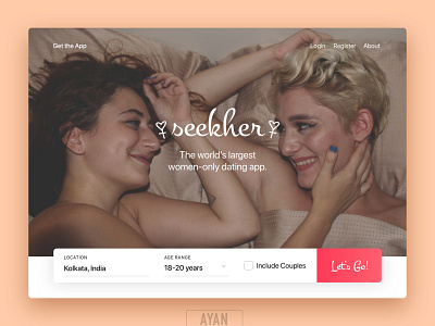 Seekher - A women-only dating website app landing page branding concept landing page lgbtq ui ux web women empowerment