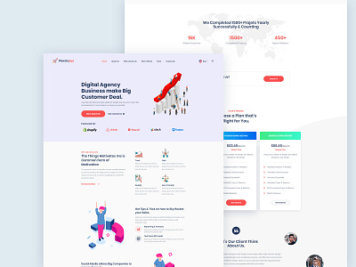 Startup Landing Page - 01 clean gradient illustration landing page landingpage minimal startup statistics ui design vector website