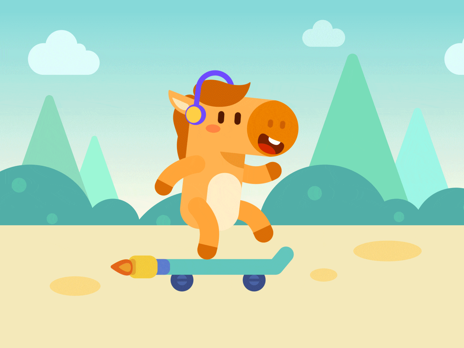 The Pony Skater animation horse motion graphics skateboard ui