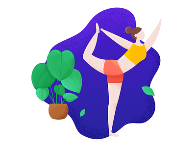 summer holidays-yoga girl girl illustration leaf yoga