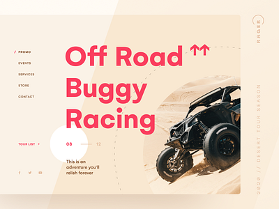 Off Road Buggy Racing about clean color concept digital figma promo site ui web web design