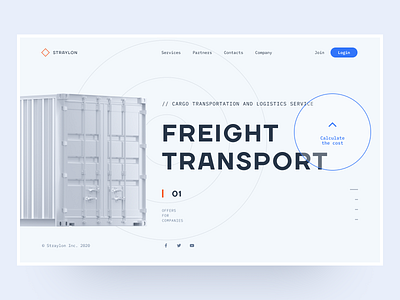 Freight Transport blue clean color concept digital promo site ui ux web