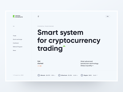 Crypto Aggregate clean color concept cryptocurrency digital figma promo site ui ux web