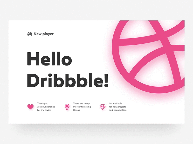 Hello Dribbble! animation debut motion thank you ui design web design
