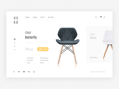 Promo site for furniture sales chair clean concept design page promo ui ux web
