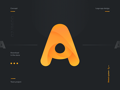 Logo App Design clean color concept design isometric letter logo orange promo typography vector