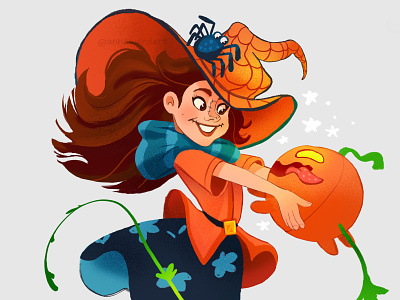 31 Witches of Witchtober annamaria ward cartoon character design character designer illustration illustrator northern virginia pumkin washington dc witch witches