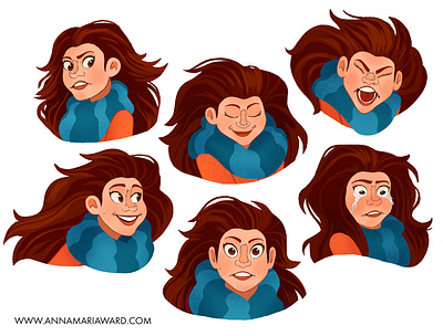 Pumpkin Witch Expressions annamaria ward character design illustration