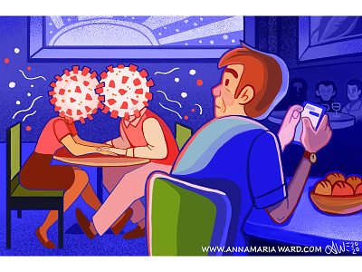 2020 Dining cartoon corona virus covid 19 date dating editorial illustration food illustration illustrator restaurant